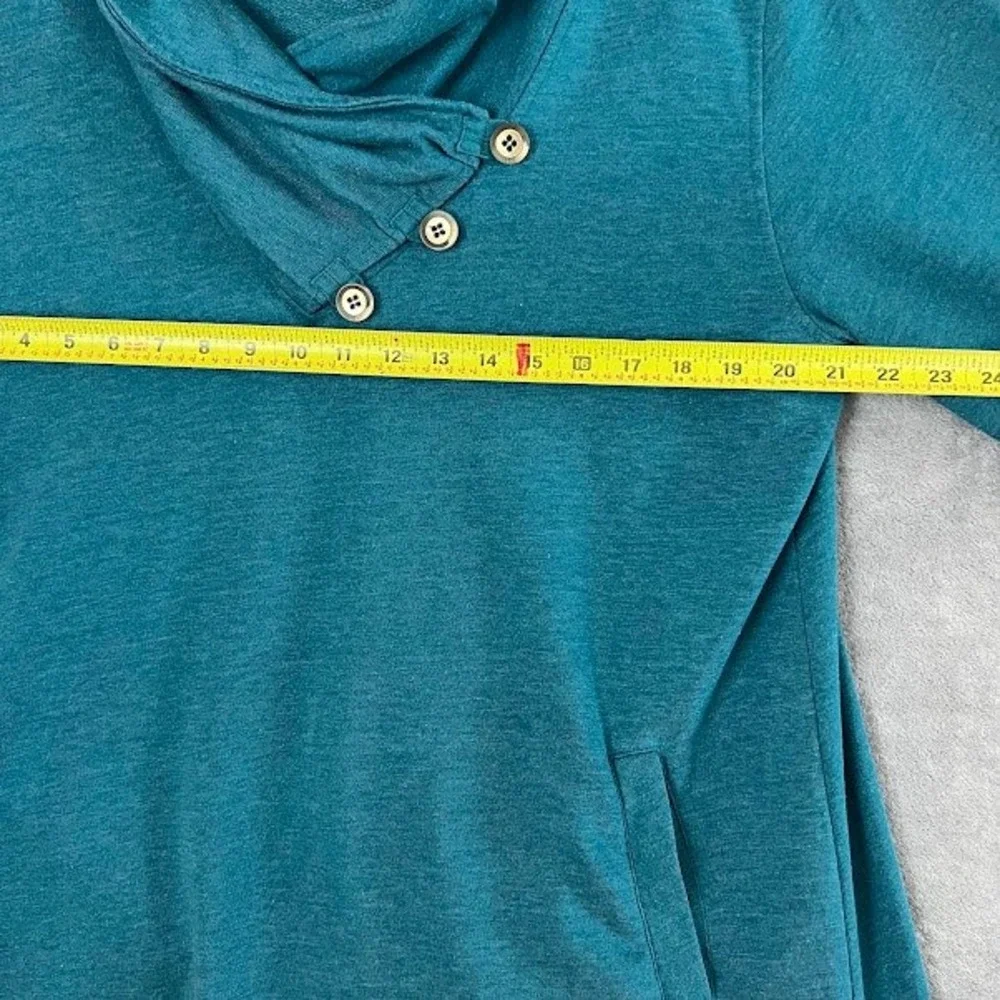 Soft Surroundings Westminster Tunic Sweatshirt Womens 1X Teal Cowl Neck Cozy